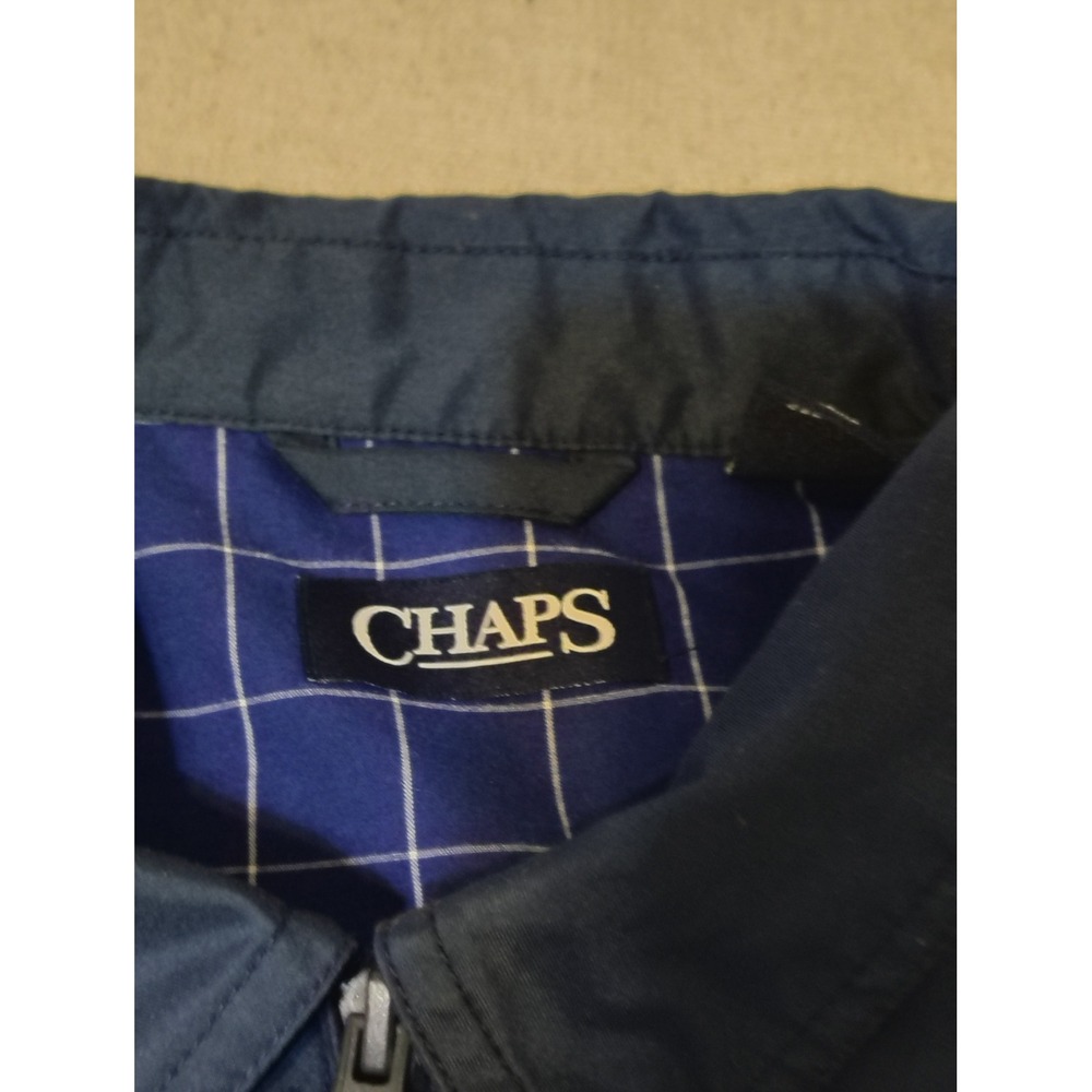 Chaps Mens Harrington Jacket XL Navy Blue Full Zip Plaid Lined Lightweight 17 - Picture 6 of 13